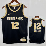 23/24 Grizzlies MORANT #12 Black Honor Edition Top Quality Hot Pressing NBA Jersey荣耀版