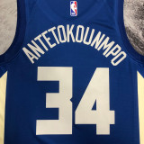 22/23 BUCKS ANTETOKOUNMPO #34 Blue City Edition Top Quality Hot Pressing NBA Jersey