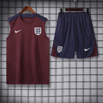 24/25 England Maroon Tank top and shorts suit（枣红）