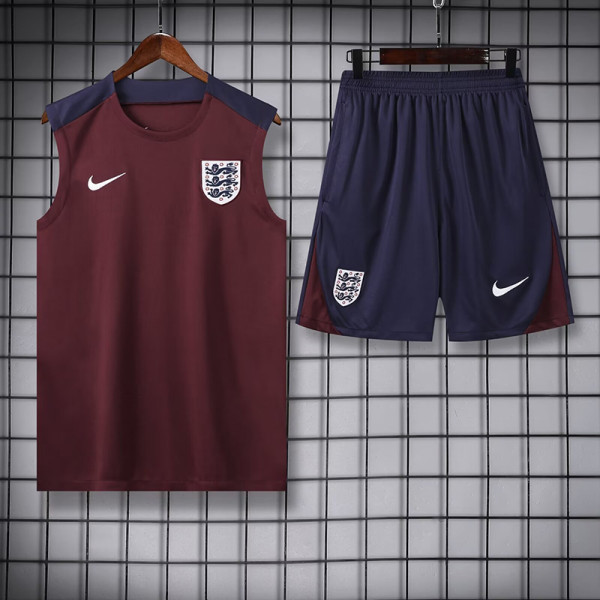 24/25 England Maroon Tank top and shorts suit（枣红）