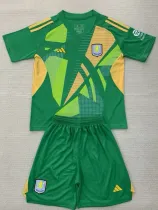 24/25 Aston Villa Green Goalkeeper  Kids Soccer Jersey