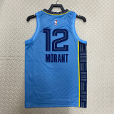 22/23 GRIZZLIES MORANT #12 Blue Top Quality Hot Pressing NBA Jersey (Trapeze Edition)