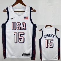 2024 Olympic Game USA  BOOKER #15 White Basketball Jersey
