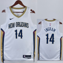 22/23 Pelicans INGRAM #14 White Top Quality Hot Pressing NBA Jersey（V领）