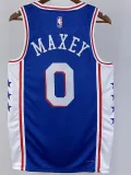 22/23 76ERS MAXEY #0 Blue Top Quality Hot Pressing NBA Jersey (V领）