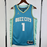 23/24 Hornets BALL #1 Blue City Edition Top Quality Hot Pressing NBA Jersey
