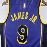 22/23 LAKERS BROWNIES # 9 Purple Flying Man Top Quality Hot Pressing NBA Jersey(飞人圆领)