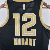 23/24 Grizzlies MORANT #12 Black Honor Edition Top Quality Hot Pressing NBA Jersey荣耀版