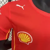 2024 F1 Formula One Ferrari Red Racing Suit (圆领、左肩带DX广告)