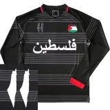 24/25 Palestine Black Grey Arabic Version Long Sleeve Fans Soccer Jersey(背带图）