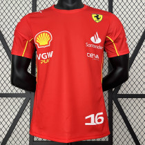2024 F1 Formula One Ferrari #16 Red Racing Suit (圆领、16号、左肩带DX广告)