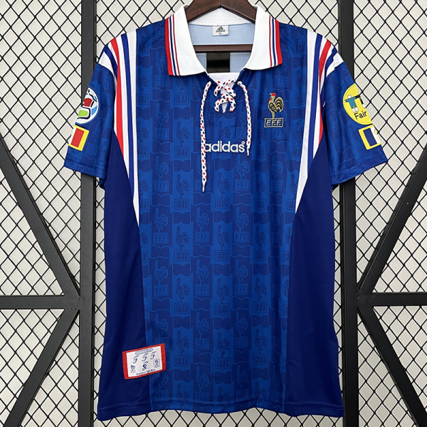 1996 France Home Retro Soccer Jersey(带欧杯臂章）