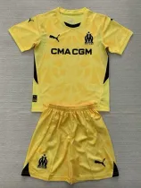 24/25 Marseille Yellow Goalkeepe Kids Soccer Jersey