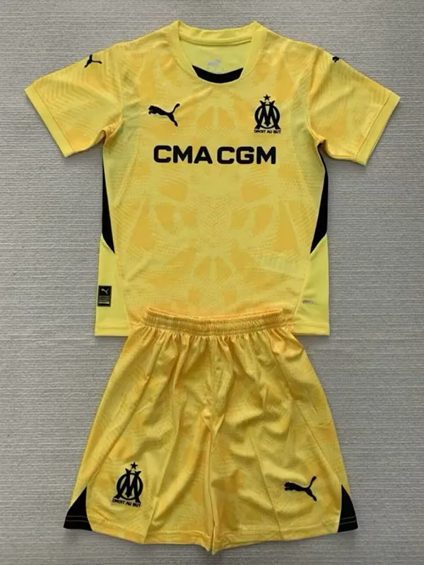 24/25 Marseille Yellow Goalkeepe Kids Soccer Jersey