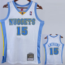 2003/2004 Nuggets ANTHONY #15 White Retro Top Quality Hot Pressing NBA Jersey