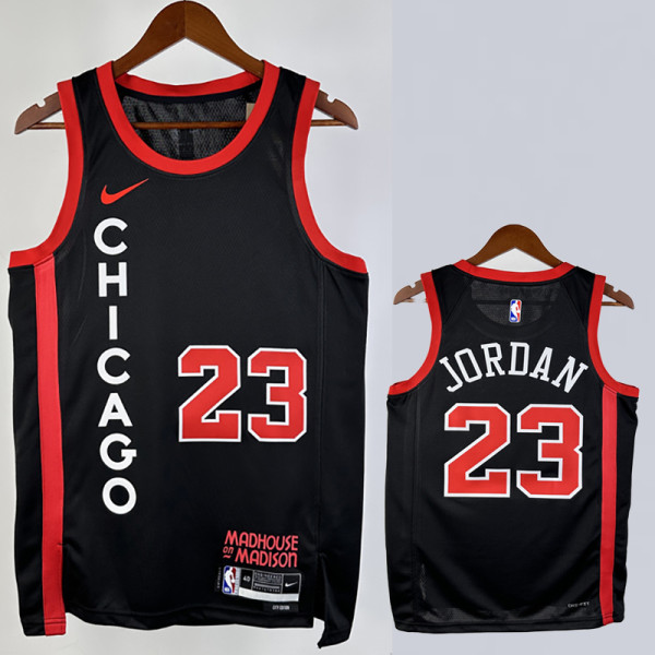 23/24 BULLS JORDAN #23 Black City Edition Top Quality Hot Pressing NBA Jersey