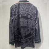 1998 Mexico Grey Black Long Sleeve Retro Soccer Jersey (长袖)(带小字)