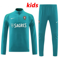 24/25  Portugal Green  Kids Half Pull Tracksuit  (半拉链、童装)