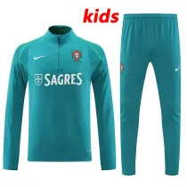 24/25  Portugal Green  Kids Half Pull Tracksuit  (半拉链、童装)