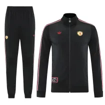 25/26  Man Utd Black Retro Edition Jacket Tracksuit#01