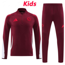 24/25  Bayern Bordeaux  Kids Half Pull Tracksuit  (童装、半拉链)
