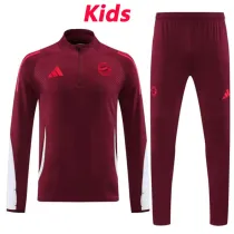 24/25  Bayern Bordeaux  Kids Half Pull Tracksuit  (童装、半拉链)