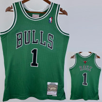2008/2009 BULLS ROSE #1 Green Retro Top Quality Hot Pressing NBA Jersey (圆领）