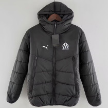 24/25 Marseille Black Hooded Cotton Coat连帽棉衣