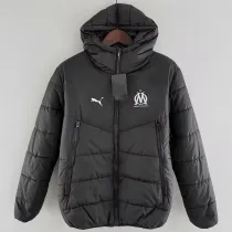 24/25 Marseille Black Hooded Cotton Coat连帽棉衣