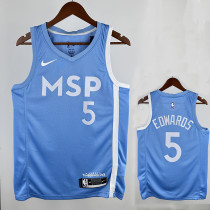 Timberwolves EDWARDS #5 Sky Blue Edition Top Quality Hot Pressing NBA Jersey
