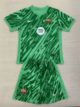 24/25 BAR Green Goalkeeper  Kids Soccer Jersey(大胸花）
