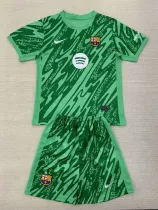 24/25 BAR Green Goalkeeper  Kids Soccer Jersey(大胸花）