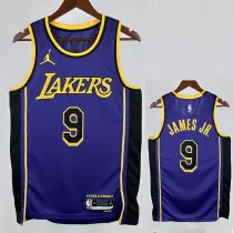 22/23 LAKERS BROWNIES # 9 Purple Flying Man Top Quality Hot Pressing NBA Jersey(飞人圆领)