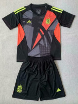 24/25  Argentina Black Goalkeeper Kids Soccer Jersey