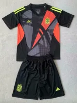 24/25  Argentina Black Goalkeeper Kids Soccer Jersey