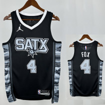 22/23 Sa Spurs FOX #4  Black Flying Man Top Quality Hot Pressing NBA Jersey