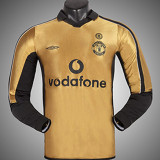 2001/2002 Man Utd 100th Centenary Gold White Two-Sided  Long Sleeve Retro Soccer Jersey