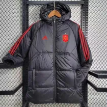 23/24 Spain Black Hooded Cotton Coat Red Edge (红色边) 棉衣