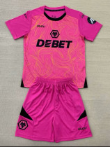 24/25 Wolves Pink Goalkeeper Kids  Soccer Jersey