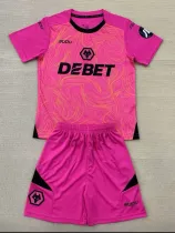 24/25 Wolves Pink Goalkeeper Kids  Soccer Jersey