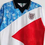 1990 England Blue White Red Retro Soccer Jersey