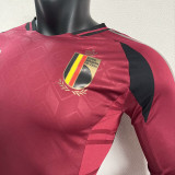 2024 Belgium Home Long Sleeve  Player Version Soccer Jersey(长袖)
