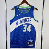 23/24 BUCKS ANTETOKOUNMPO #34 Blue City Edition Top Quality Hot Pressing NBA Jersey