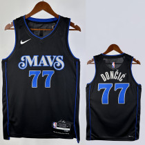 23/24 Dallas Mavericks DONCIC #77 Black City Edition Top Quality Hot Pressing NBA Jersey(V领)