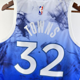 23/24 Timberwolves TOWNS #32 Blue City Edition Top Quality Hot Pressing NBA Jersey