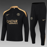 24/25 PSG Black  Half Pull Tracksuit  (半拉链)