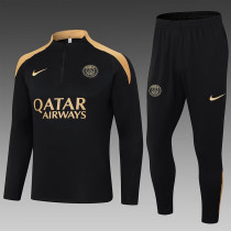 24/25 PSG Black  Half Pull Tracksuit  (半拉链)