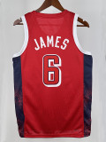 2024 Olympic Game USA  JAMES # 6 Red Basketball Jersey