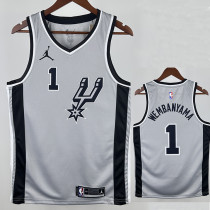 20/21 Sa Spurs WENBAN YAMA #1 Grey Flying Man Edition Top Quality Hot Pressing NBA Jersey(飞人）