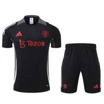 24/25 Man Utd Black Training Short Suit(胸前带广告）